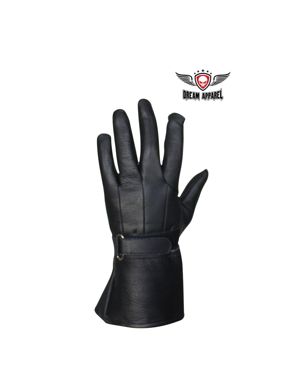 ADM Deer Skin Black Leather Motorbike with Rubber Knuckle Protection Gloves 9018