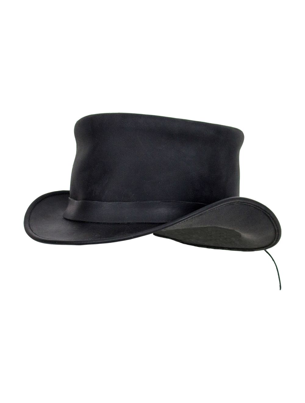 Black Leather Deadman's Top Hat - hatband detail