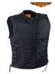 Mens Nylon Textile Vest With Leather Trim & Gun Pocket